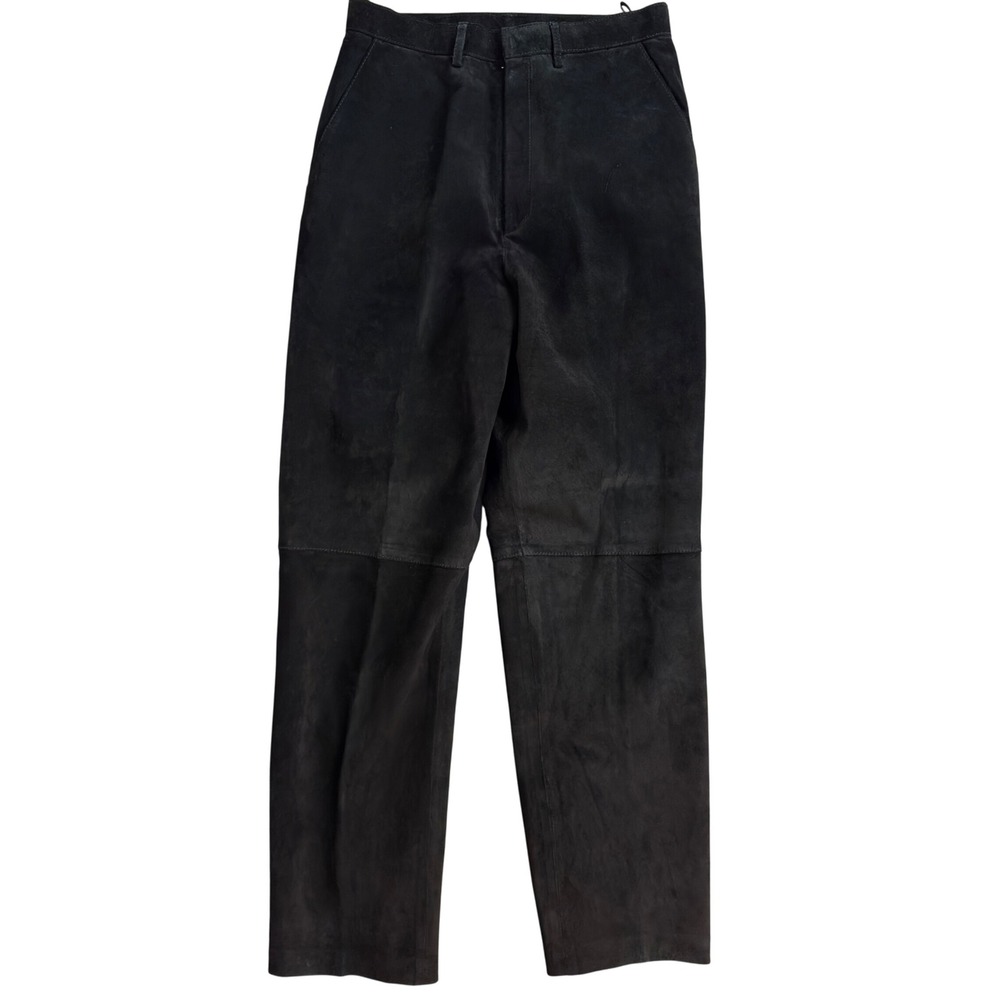 Vintage The Eagles Eye Black Genuine Pig Suede Leather Pants Sz 10 Straight Leg